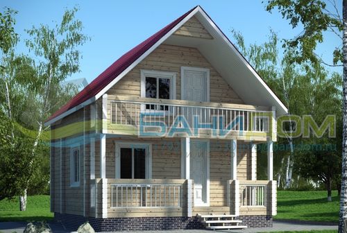 Фото двухэтажной бани из бруса